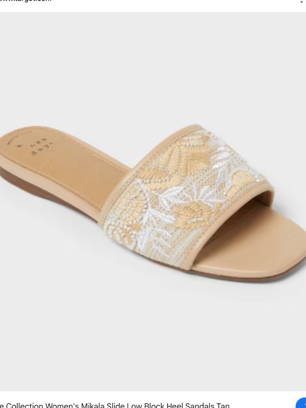 A New Day Women’s Beige Embroidered Slide Sandals -    7½